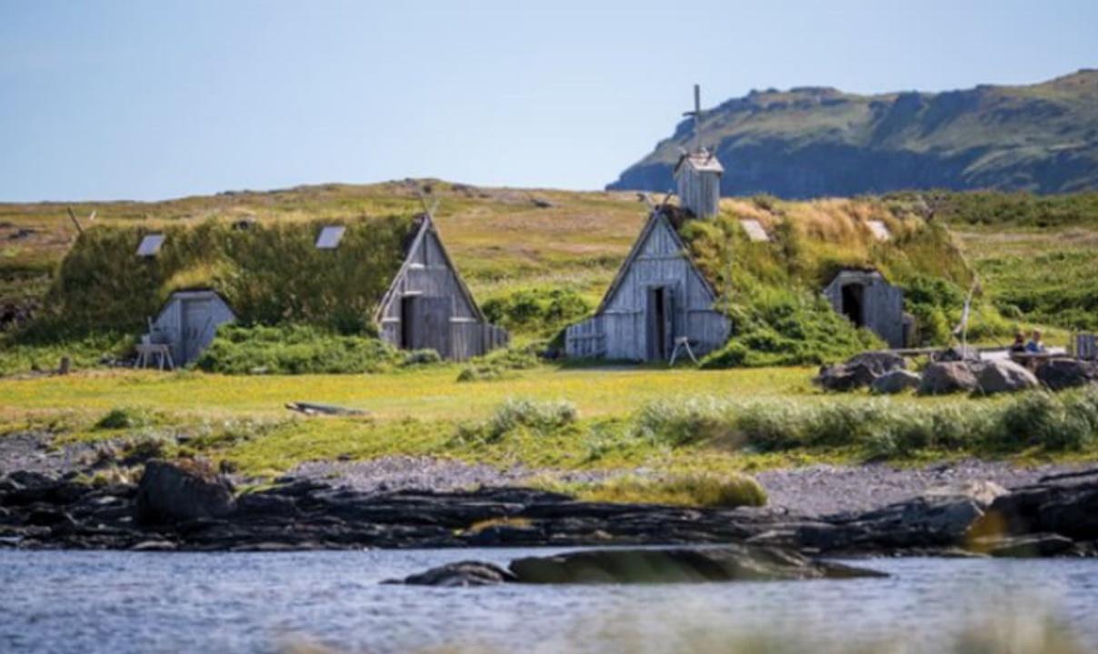 Replica Viking houses at L'Anse aux Meadows National Historic Site