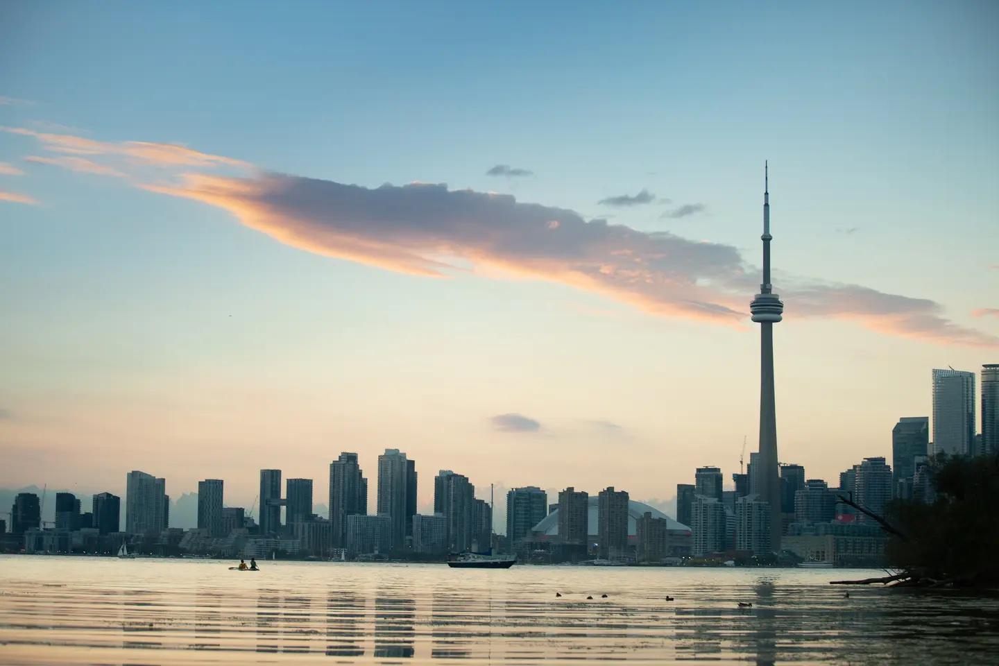 The Toronto waterfront at dusk