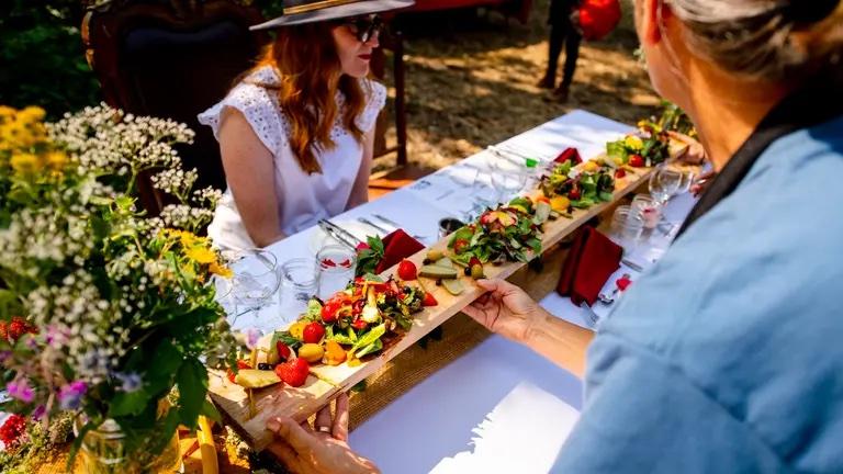 A bountiful outdoor meal