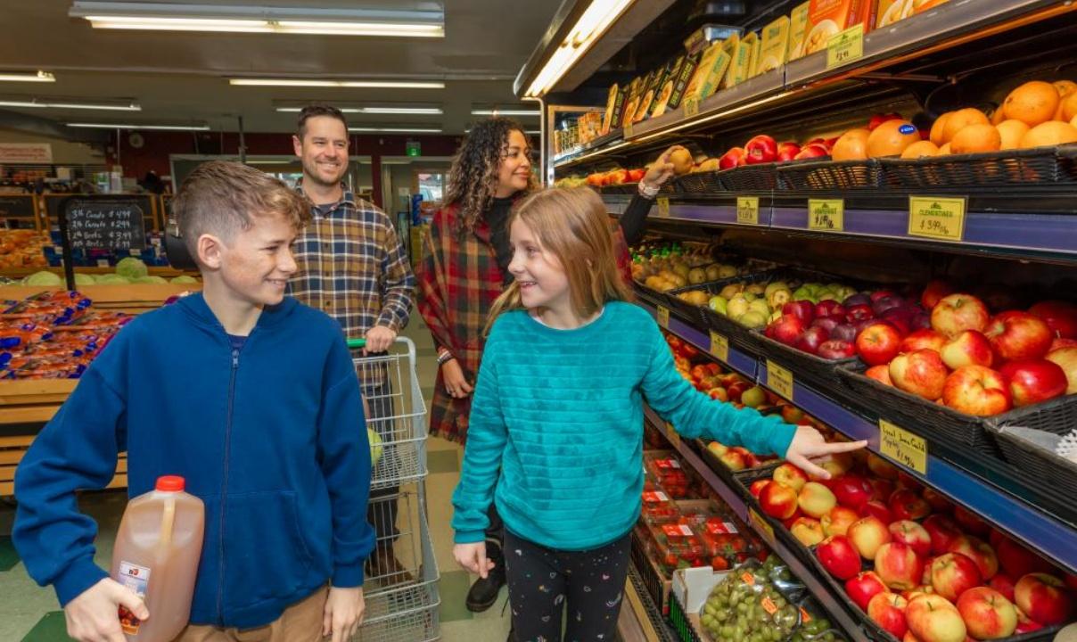 A family grocery shopping