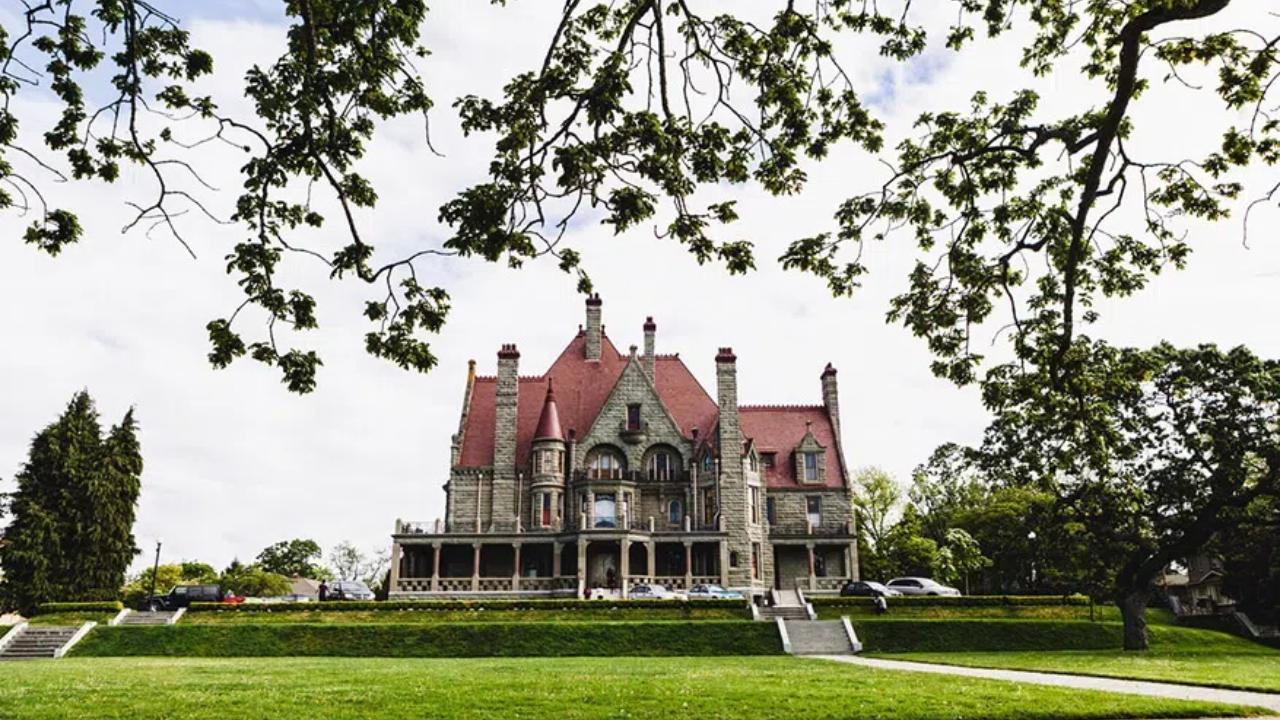 The exterior of Craigdarroch Castle in Victoria, BC.