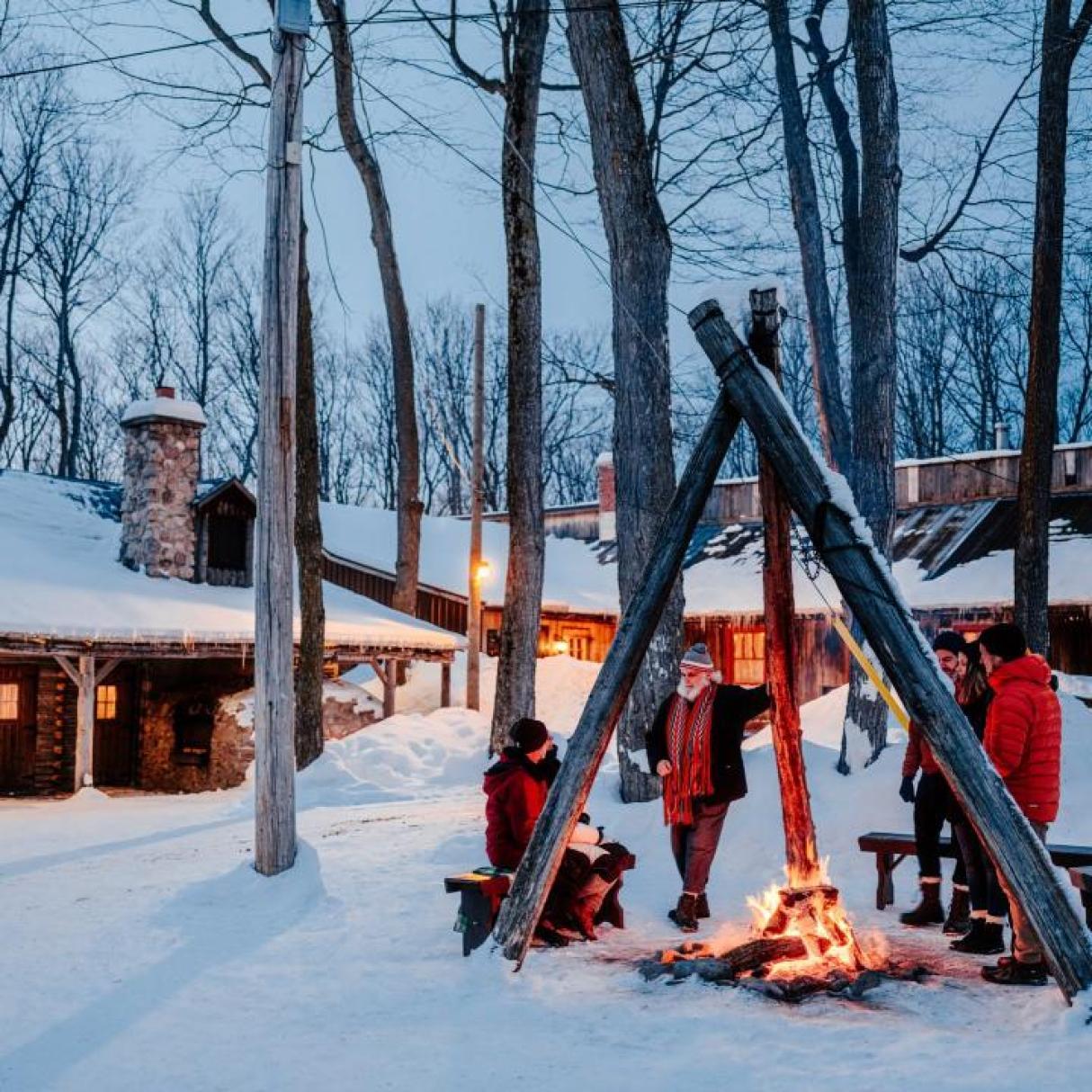 A sugar shack in a snowy forrest