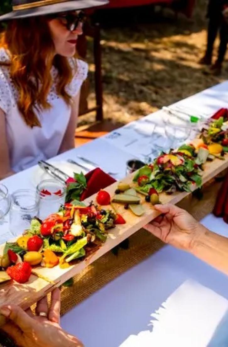 A bountiful outdoor meal