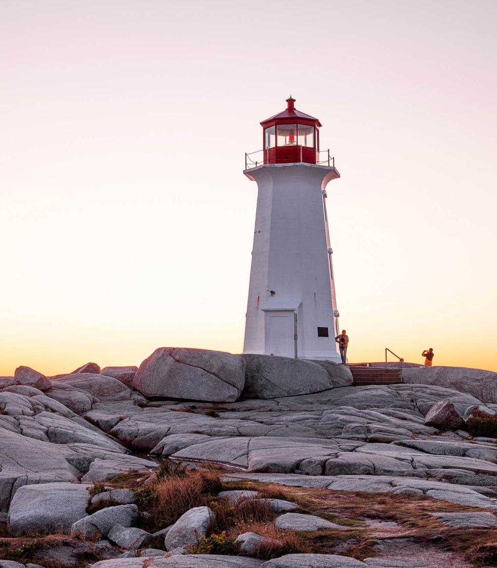 The Peggy's Cove lighthouse at dusk